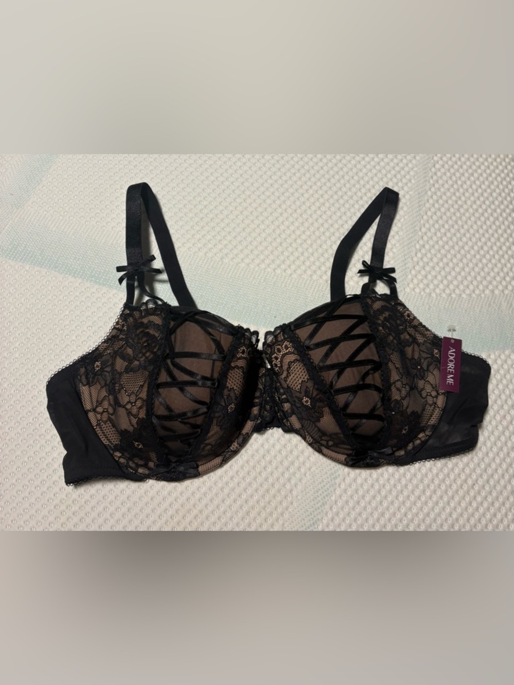 Adore Me Black Lace Strappy Underwire Bra